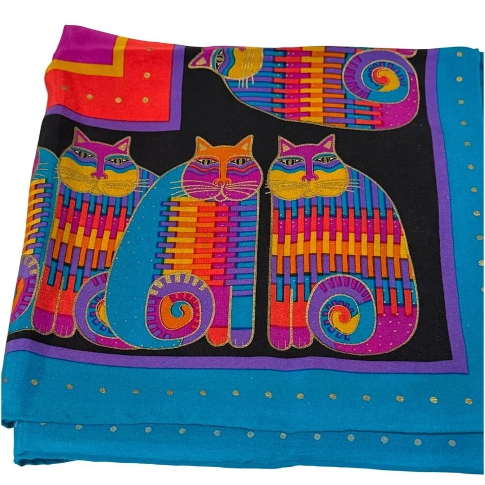 Laurel Birch Women's Cat Scarf Turquoise Pink 33